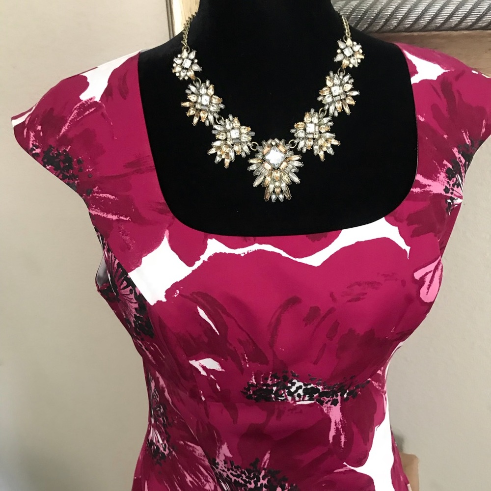 Pretty floral white and pink a-line dress
